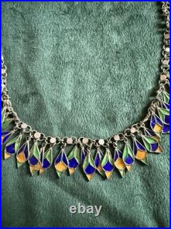 Ancien Collier Berbère Argent Massif Et Email Collier Argent Kabyle Poinçons