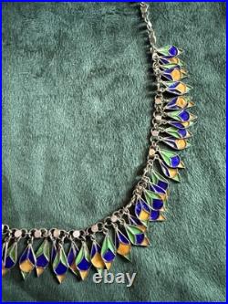 Ancien Collier Berbère Argent Massif Et Email Collier Argent Kabyle Poinçons