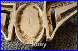 Ancien Collier Maille Grec en Argent Massif Sertie d'un Lapis Lazuli Poinçon 925