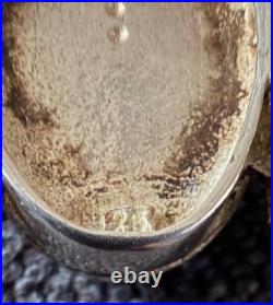 Ancien Collier Maille Grec en Argent Massif Sertie d'un Lapis Lazuli Poinçon 925