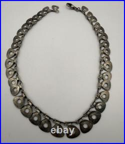 Ancien Collier Moderniste Argent Massif 925 Tasarim 46 gr Double Poinçon