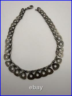Ancien Collier Moderniste Argent Massif 925 Tasarim 46 gr Double Poinçon