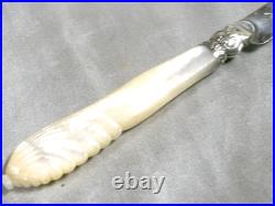Ancien Couteau A Fruit De Table Manche En Nacre Argent Massif Poinçon Knife