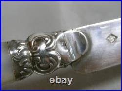 Ancien Couteau A Fruit De Table Manche En Nacre Argent Massif Poinçon Knife