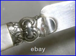 Ancien Couteau A Fruit De Table Manche En Nacre Argent Massif Poinçon Knife