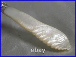 Ancien Couteau A Fruit De Table Manche En Nacre Argent Massif Poinçon Knife