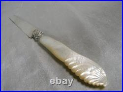 Ancien Couteau A Fruit De Table Manche En Nacre Argent Massif Poinçon Knife