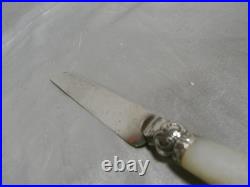 Ancien Couteau A Fruit De Table Manche En Nacre Argent Massif Poinçon Knife