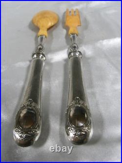 Ancien Couvert A Salade Argent Massif Poinçons Cuillere Fourchette