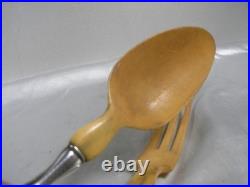 Ancien Couvert A Salade Argent Massif Poinçons Cuillere Fourchette