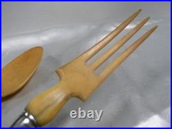 Ancien Couvert A Salade Argent Massif Poinçons Cuillere Fourchette