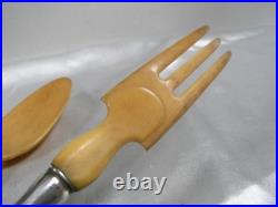 Ancien Couvert A Salade Argent Massif Poinçons Cuillere Fourchette
