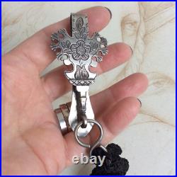 Ancien Crochet de CHATELAINE Argent Massif XIXè Poinçon Minerve Passementerie