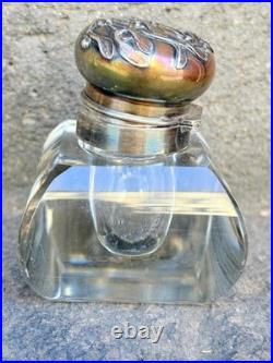 Ancien Encrier Cristal Monture Argent Massif Poinçon Minerve Old Écriture