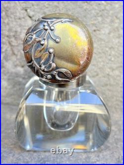 Ancien Encrier Cristal Monture Argent Massif Poinçon Minerve Old Écriture