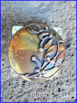 Ancien Encrier Cristal Monture Argent Massif Poinçon Minerve Old Écriture