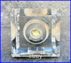 Ancien Encrier Cristal Monture Argent Massif Poinçon Minerve Old Écriture