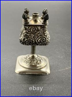 Ancien Flacon En Argent Massif Poincon Sanglier Épice Besamin Silver Old Judaica