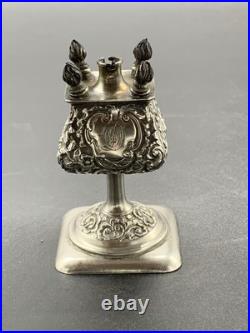Ancien Flacon En Argent Massif Poincon Sanglier Épice Besamin Silver Old Judaica