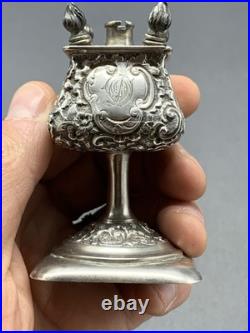 Ancien Flacon En Argent Massif Poincon Sanglier Épice Besamin Silver Old Judaica