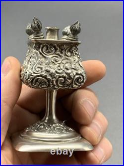 Ancien Flacon En Argent Massif Poincon Sanglier Épice Besamin Silver Old Judaica