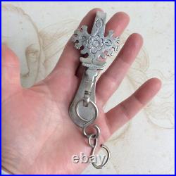 Ancien Grand Crochet de CHATELAINE Argent Massif XIXè Poinçon Minerve