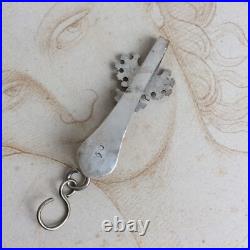 Ancien Grand Crochet de CHATELAINE Argent Massif XIXè Poinçon Minerve