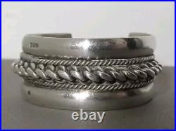 Ancien Gros Bracelet Ethnique En Argent Massif Poinçonné 113 grammes