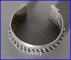 Ancien Gros Bracelet Ethnique En Argent Massif Poinçonné 113 grammes