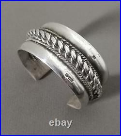 Ancien Gros Bracelet Ethnique En Argent Massif Poinçonné 113 grammes