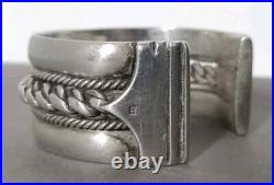 Ancien Gros Bracelet Ethnique En Argent Massif Poinçonné 113 grammes