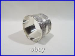 Ancien Rond De Serviette En Argent Massif Poincon Minerve Monogramme Therese