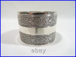 Ancien Rond De Serviette En Argent Massif Poincon Minerve Monogramme Therese