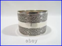 Ancien Rond De Serviette En Argent Massif Poincon Minerve Monogramme Therese