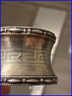 Ancien Rond de Serviette en Argent Massif Décor Grecque XIXe Poinçon Orfèvre