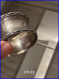 Ancien Rond de Serviette en Argent Massif Décor Grecque XIXe Poinçon Orfèvre
