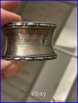 Ancien Rond de Serviette en Argent Massif Décor Grecque XIXe Poinçon Orfèvre