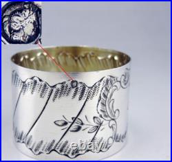Ancien Rond de serviette en argent massif et vermeil poinçon minerve 1er titre