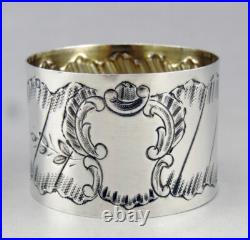 Ancien Rond de serviette en argent massif et vermeil poinçon minerve 1er titre