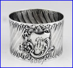 Ancien Rond de serviette en argent massif poinçon minerve fin 19ème 37.8Grs