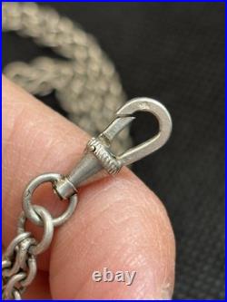 Ancien Sautoir Collier Chaîne En Argent Massif Art Nouveau Deco Poinçon Sanglier