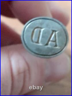 Ancien Sceau en argent massif Poinçon tête de minerve XIXÈME Monogramme AD
