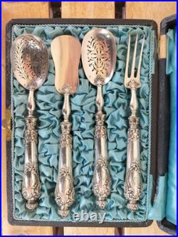 Ancien Service A Mignardises Hors D'oeuvres Argent Massif Poinçon Minerve Silver
