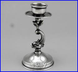 Ancien bougeoir en argent massif poinçon Espagne poids 89.3 Grs