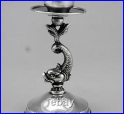 Ancien bougeoir en argent massif poinçon Espagne poids 89.3 Grs