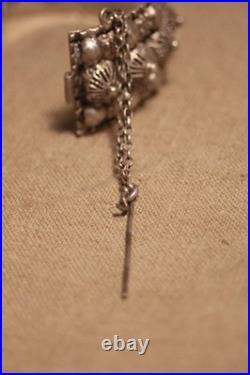 Ancien bracelet Berbère en argent massif 8 poinçons cabochons filigrane Ethnique