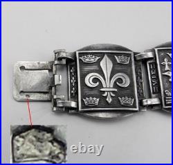 Ancien bracelet avec blasons du Pays Basque en argent massif poinçon sanglier