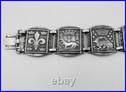 Ancien bracelet avec blasons du Pays Basque en argent massif poinçon sanglier