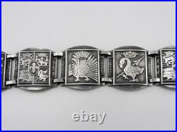 Ancien bracelet avec blasons du Pays Basque en argent massif poinçon sanglier