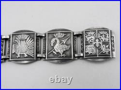 Ancien bracelet avec blasons du Pays Basque en argent massif poinçon sanglier